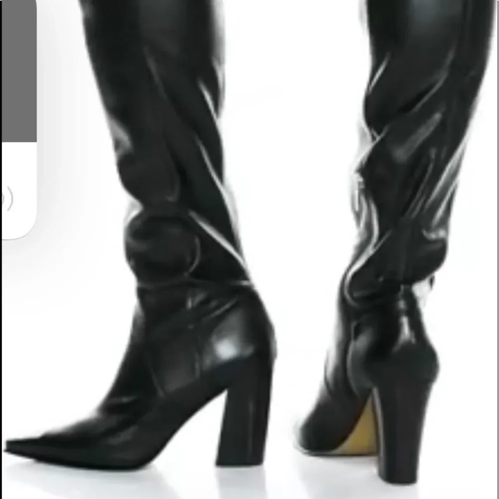 NWT VINCE CAMUTO DEMERRI OVER THE KNEE BLACK BOOTS SEXY LEATHER POINTED … - Picture 12 of 12